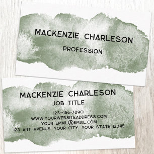 Cartão De Visita Cor de Água Simples - Pintor Bruto - Sage Verde