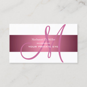 Cartão De Visita Cor de fundo Monograma Rosa Empoeirado/DIY