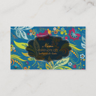Cartão De Visita Cor de fundo PixDezines retro flora/DIY