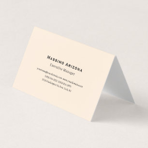 Cartão De Visita Cor de Marfim Simples Minimalista Profissional Mod