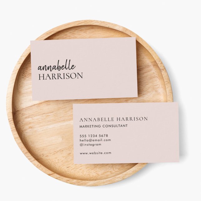 Cartão De Visita Cor-de-rosa brilhante minimalista | Script Elegant (Criador carregado)