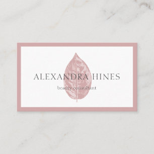 cartão de visita cor-de-rosa da folha