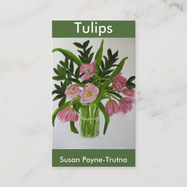 Cartão de visita cor-de-rosa das tulipas (Frente)