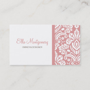 Cartão de visita cor-de-rosa do chique do damasco