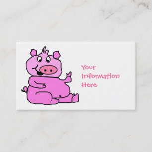Cartão de visita cor-de-rosa do porco dos desenho