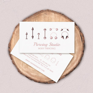 Cartão De Visita Cor-de-rosa Dourada do Piercing Studio