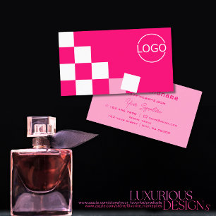 Cartão De Visita Cor-de-rosa e branco marcados com Na moda de logot