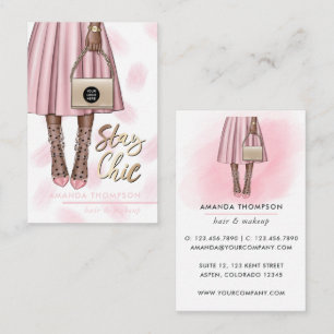 Cartão de Visita Cor-de-Rosa e Dourado Feminino