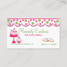 Cartão de visita cor-de-rosa e verde da padaria