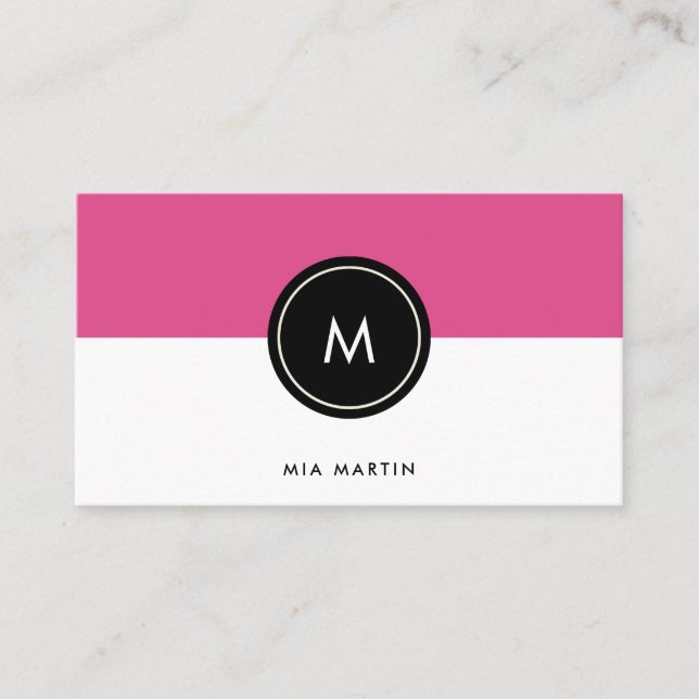 Cartão De Visita Cor-de-rosa escuros chiques e enegrecem o (Frente)