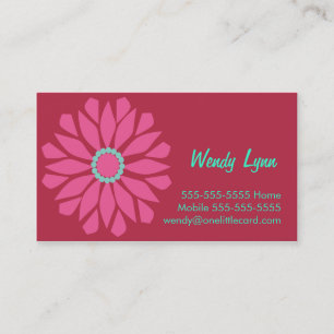 Cartão de visita cor-de-rosa grande da flor