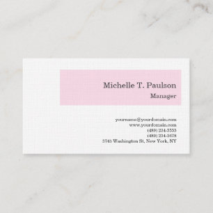 Cartão De Visita Cor-de-rosa moderna minimalista Linen Premium
