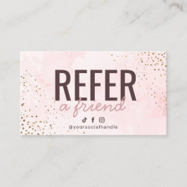 Cartão De Visita Cor-de-rosa moderno e Dourado Consulte uma placa d