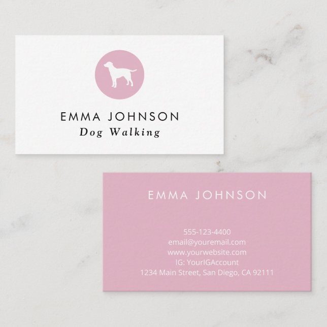 Cartão de visita cor-de-rosa para movimentação/mar (Frente/Verso)