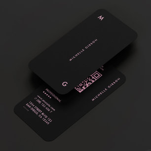 Cartão De Visita Cor-de-rosa preto estético profissional simples