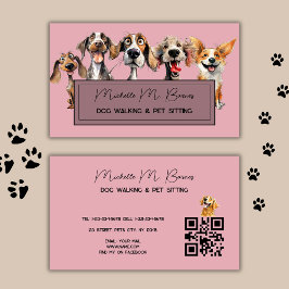 Cartão De Visita Cor-de-rosa-rosa-pinto-rosado Passeador Código QR 