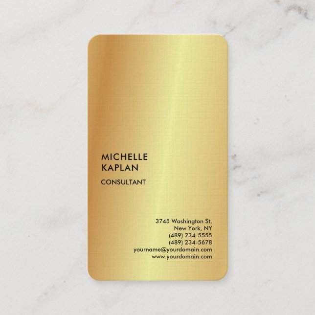 Cartão De Visita Cor Dourada Exclusiva do Linen Professional (Frente)