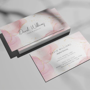 Cartão De Visita Cor Líquida de Arte Moderna Dourada Rosa