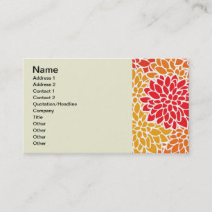 Cartão De Visita Cor Vermelha Laranja Vintage 60s Flor