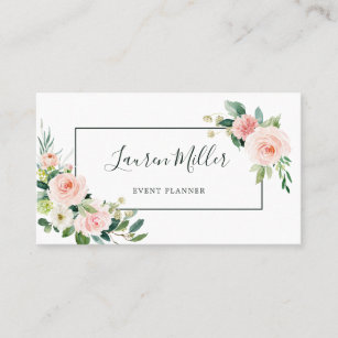 Cartão De Visita Cora a aguarela cor-de-rosa da flor floral