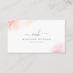 Cartão De Visita Cora a aguarela cor-de-rosa feminino