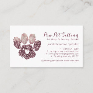 Cartão De Visita Coração Amor Quartzo Pet Babá Grooming Pata