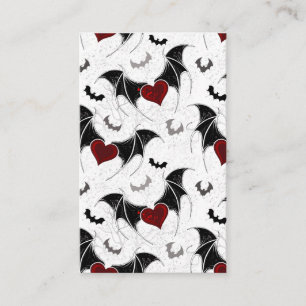 Cartão De Visita Coração de Halloween com asas de morcego preto