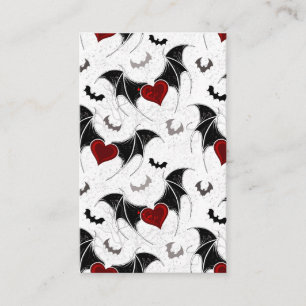 Cartão De Visita Coração de Halloween com asas de morcegos pretos