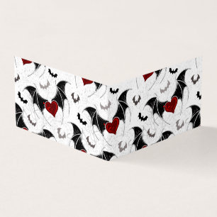 Cartão De Visita Coração de Halloween com asas de morcegos pretos