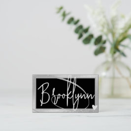 Cartão De Visita Coração de Moldura de Cinza Na moda de Modelo de C