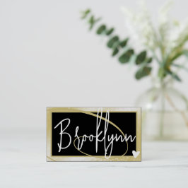 Cartão De Visita Coração de Quadro Dourado de Na moda de Modelo de