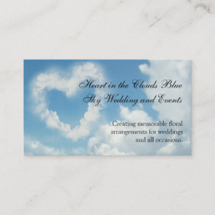 Cartão De Visita Coração nas Nuvens, Amor Romântico Céu Azul