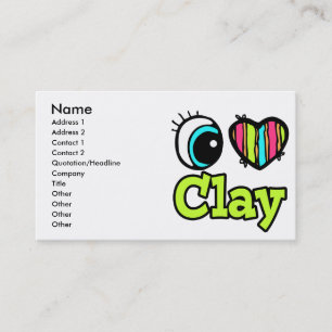 Cartão De Visita Coração Olho Brilhante Eu Amo Clay