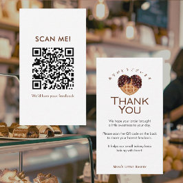 Cartão De Visita Coração Waffle de Chocolate Deixe uma Avaliação QR