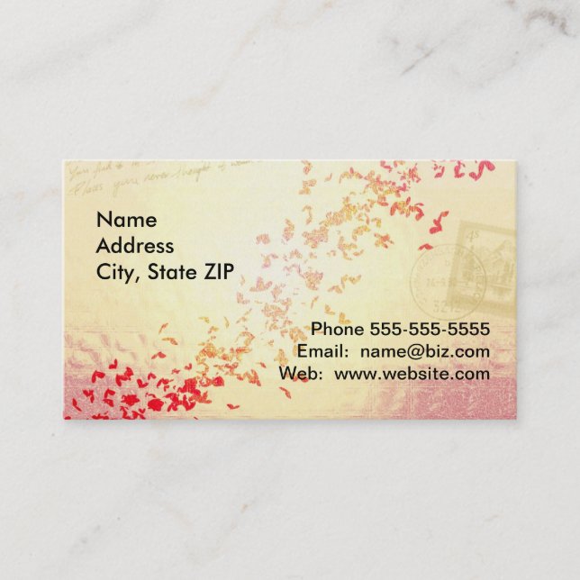 Cartão De Visita Corações de queda do amor (Frente)