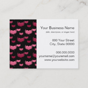 Cartão De Visita Corações Voadores Rosa em Preto