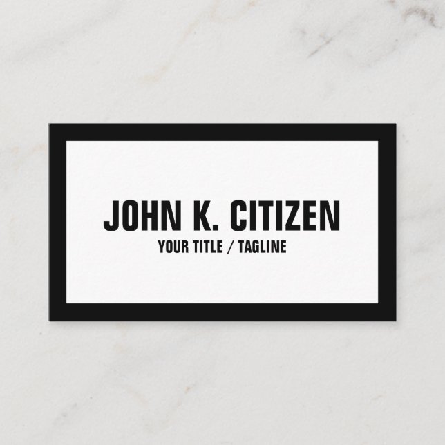 Cartão de visita corajoso básico preto e branco (Frente)