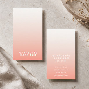 Cartão De Visita Coral Ombre Na moda minimalista cor-de-rosa
