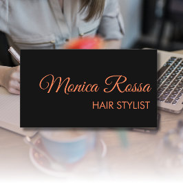 Cartão De Visita Coral Simples, Elegante Moderno, Preto