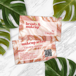 Cartão De Visita Coral Vermelho Escuro Pêssego Cor-de-rosa Dourado