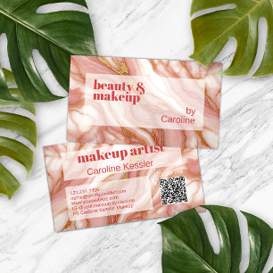 Cartão De Visita Coral Vermelho Escuro Pêssego Cor-de-rosa Dourado