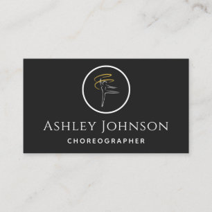Cartão De Visita Coreógrafo Dançarino Gymnética de Ícones Preto e B