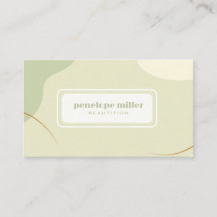 Cartão De Visita Cores calmantes de bege e Beauticista Verde