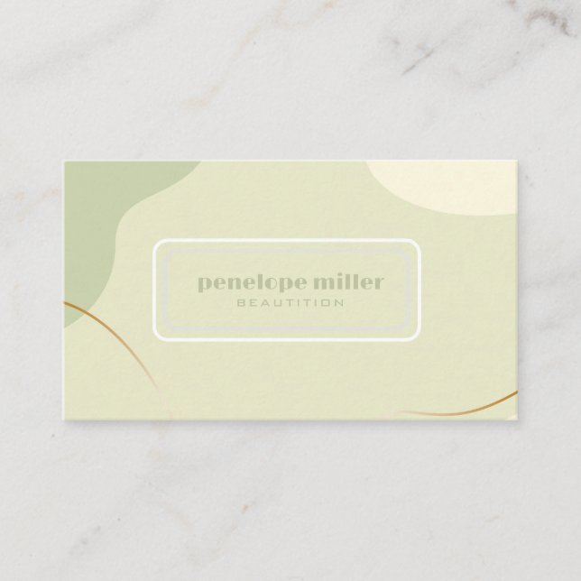 Cartão De Visita Cores calmantes de bege e Beauticista Verde (Frente)