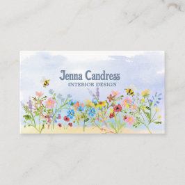 Cartão De Visita Cores d'água coloridas Flores selvagens