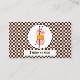 Cartão De Visita Cores de Café Castanho Verificam Padrões e Knittin