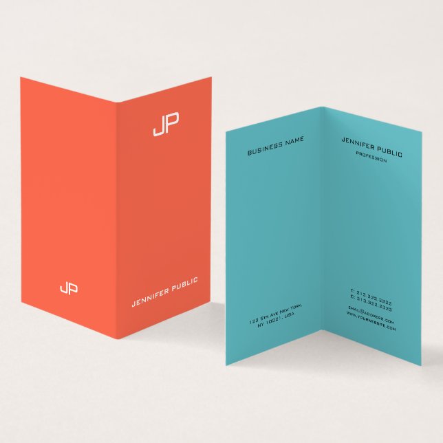 Cartão De Visita Cores Elegantes De Tendência Profissional Monogram (Interior e exterior)