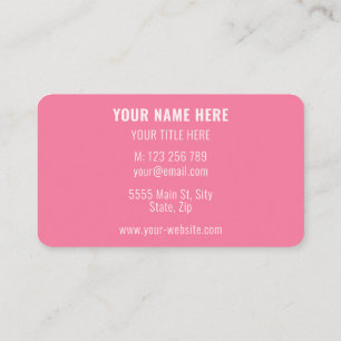 Cartão De Visita Cores Personalizadas Simples, Cor-de-Rosa Personal