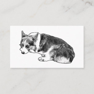 Cartão De Visita Corgi Calmo, Emblema Suave