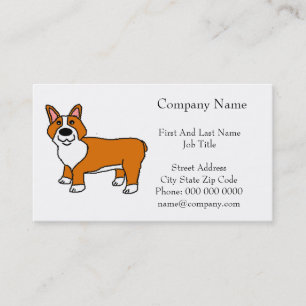 Cartão De Visita Corgi de desenho branco e castanho